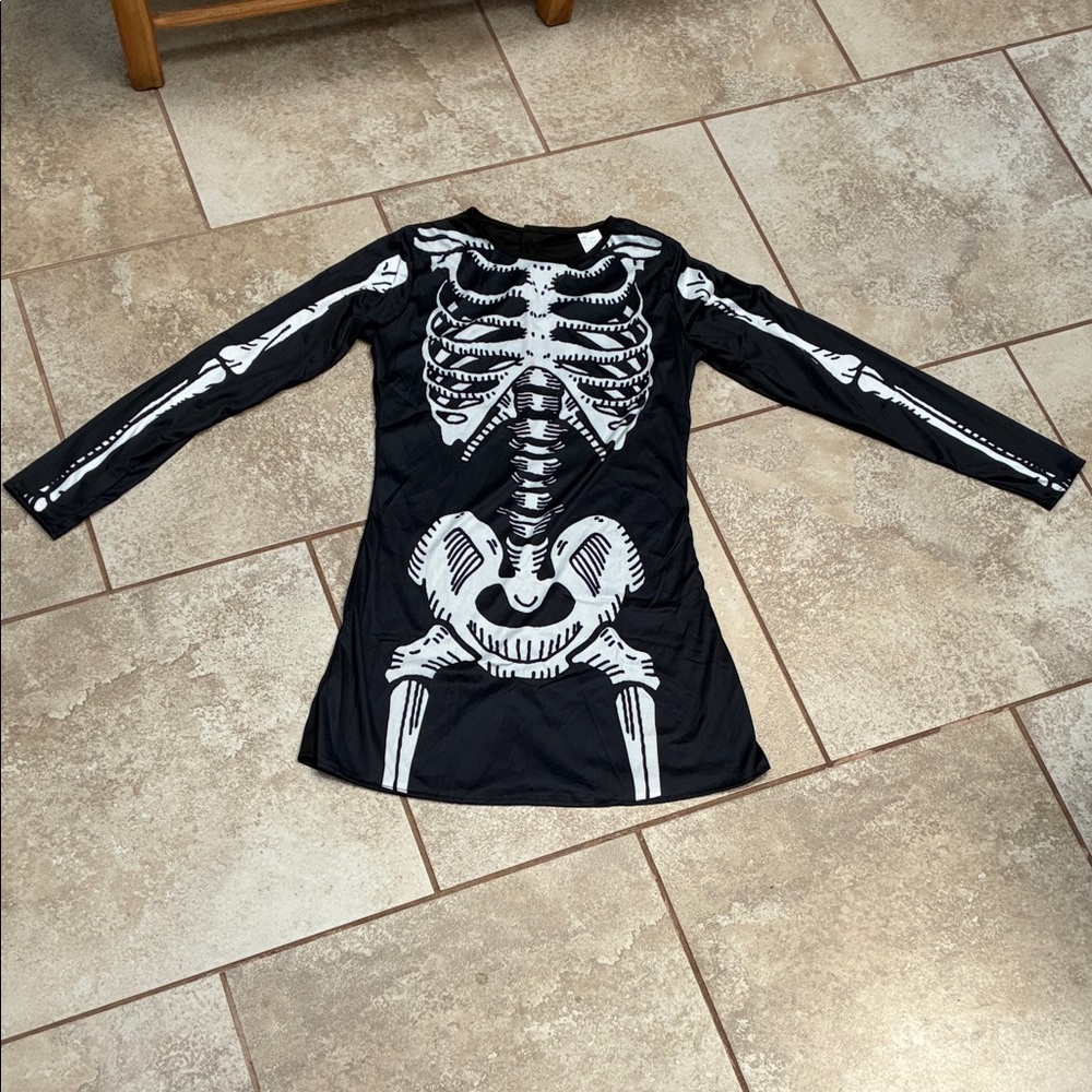 Black Skeleton Print Dress